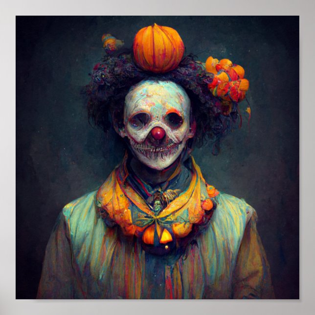 Affiche Clown malin. Halloween artistique créé par AI (Devant)
