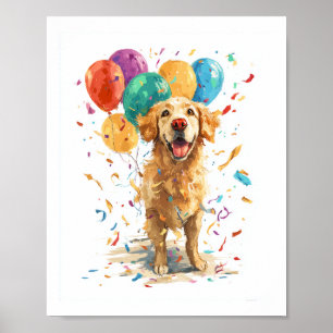 Affiche Clown Retriever � Chien de Cirque avec Ballons
