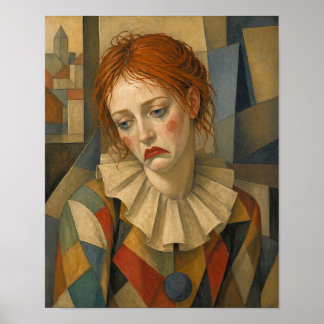 Affiche Clown triste féminin