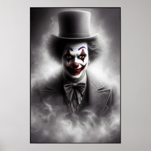 Affiche Clown Vintage Dérangé Avec un Sourire Siniètre