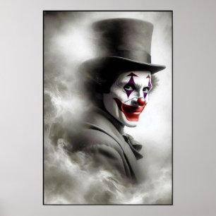 Affiche Clown Vintage Troublant Avec un Sourire Siniètre