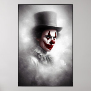 Affiche Clown Vintage Troublant Avec un Sourire Siniètre