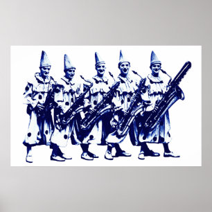 Affiche Clowns 1920 de jazz, bleus
