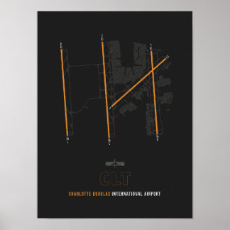 Affiche CLT - Charlotte Douglas Airport Diagramme