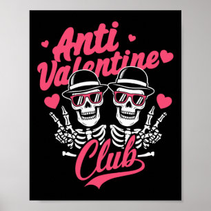 Affiche Club Anti Saint-Valentin Squelette Drôle Célibatai