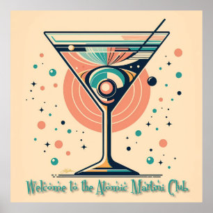 Affiche Club Atomic Martini Rétro Futuriste Espace Âge