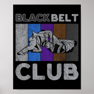 Affiche Club Ceinture Noire Vintage BJJ Jiu Jitsu Brésilie
