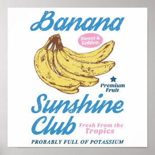 Affiche Club Cuisine Banane Soleil Rétro