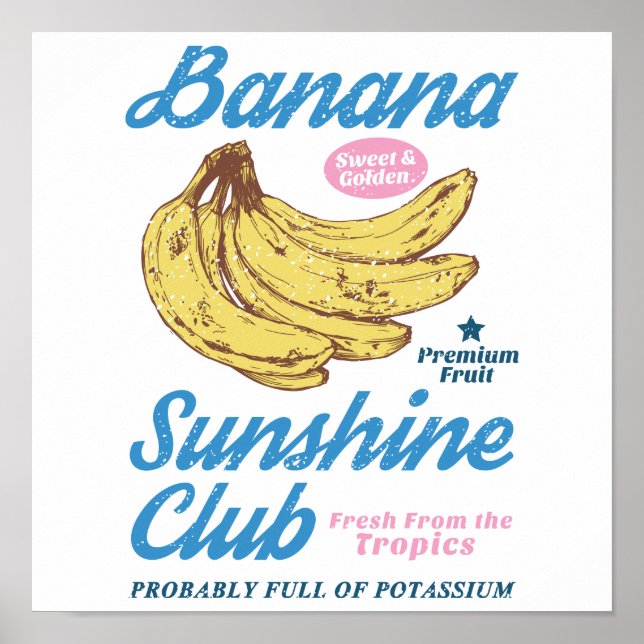 Affiche Club Cuisine Banane Soleil Rétro (Devant)