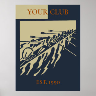 Affiche Club d'aviron rétro vintage personnalisé