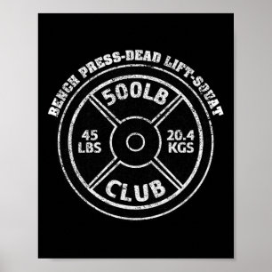 Affiche Club de 500 Livres Gym Haltérophilie Levée Morte B