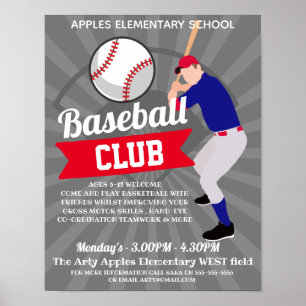 Affiche club de baseball sports scolaires