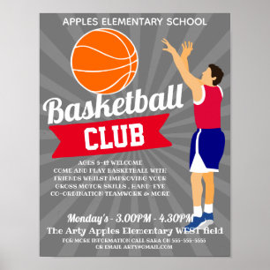 Affiche club de basket-ball sports scolaires