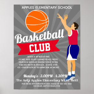 Affiche club de basket-ball sports scolaires