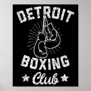 Affiche Club de boxe de Détroit - Gants de boxe Vintages