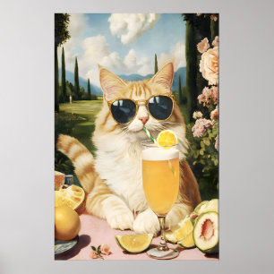 Affiche Club de Country Chat Drôle Art Imprimé Félin Quirk