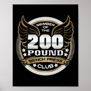 Affiche Club de développé couché de 200 livres pour salle