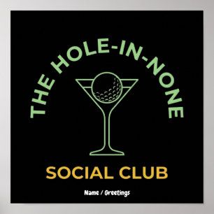 Affiche Club de golf humoristique Hole-In-None Martini drô