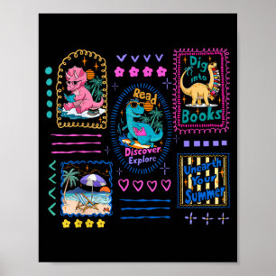 Affiche Club de lecture de dinosaures bibliothèque d'amour