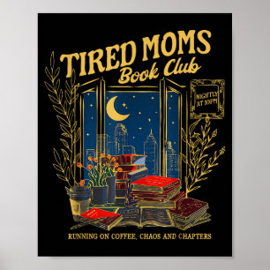 Affiche Club de lecture de mamans rétro fatiguées biblioph