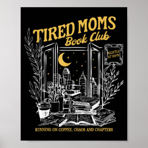Affiche Club de lecture de mamans rétro fatiguées livreuse