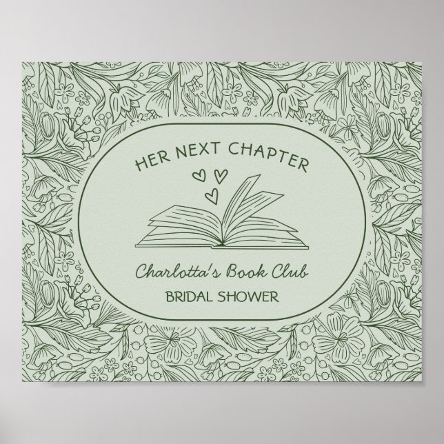 Affiche Club de lecture Next Chapter Baby Shower Vert Mari (Devant)