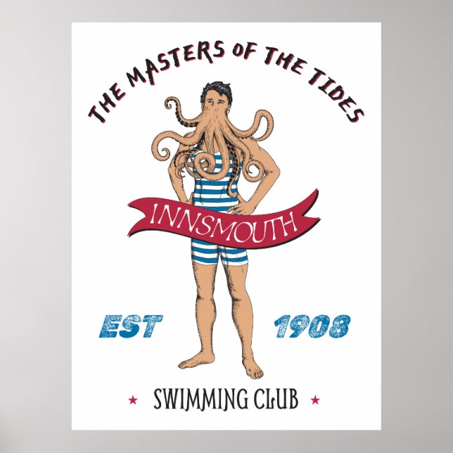 Affiche Club de natation Innsmouth Lovecraft Cthulhu (Devant)