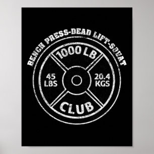 Affiche Club de poids de 1000 livres Gym Haltérophilie Lev
