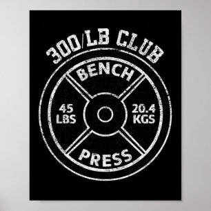 Affiche Club de presse à banc de 300 livres Gym musculatio