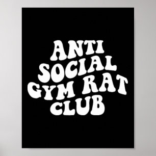 Affiche Club de rat de gym antisocial drôle de gym fitness