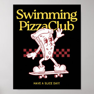 Affiche Club de skateboard de pizza de natation Sports aqu