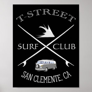 Affiche Club de surf T-street San Clemente Californie 