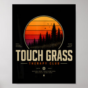 Affiche club de thérapie tactile herbe rétro nature tenue