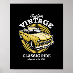 Affiche Club de voiture personnalisée vintage classique