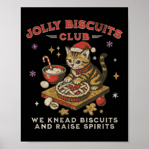 Affiche Club des biscuits joyeux _ Chaton de Noël vintage 
