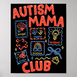 Affiche Club des mamans autistes rétro Sensibilisation à l