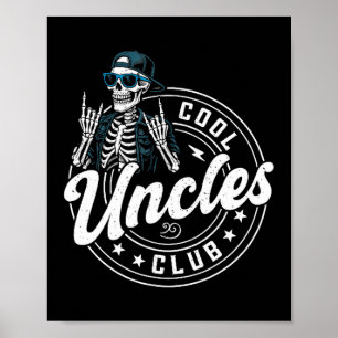 Affiche Club des oncles cool rétro drôle squelette nouvel