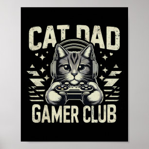 Affiche Club Drôle de Papa Chat Gamer Pour Lui Vidéo Game