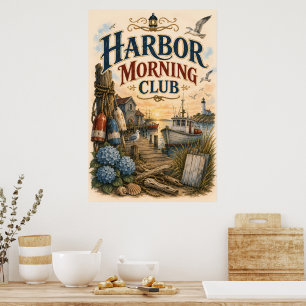 Affiche Club du matin du port Phare côtier