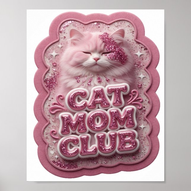 Affiche Club maman chat rose croquant (Devant)