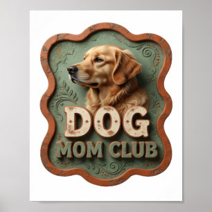 Affiche Club maman chien orange vibrant