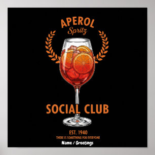 Affiche Club Social Aperol Spritz Drôle Design de Boissons