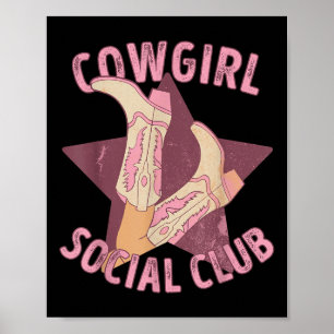 Affiche Club Social Cowgirl Western Boots Esthétique Campa