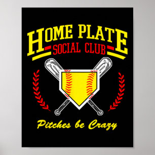 Affiche Club Social de la Plaque de Départ de Softball pou
