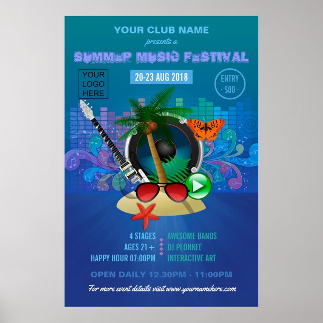 Affiche Club Summer Music Festival ajouter un logo publici (Devant)
