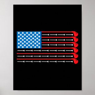 Affiche Clubs de golf Drapeau Américain