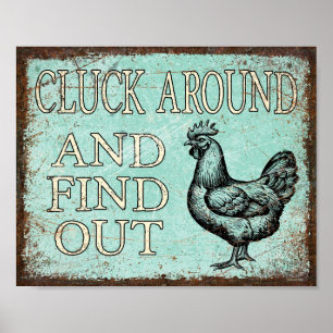 Affiche Cluck Autour Et Découvrez Rustic Drôle Poulet