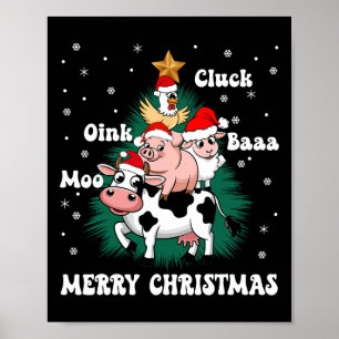 Affiche Cluck Oink Baa Moo ferme animal de Noël Arbre de N