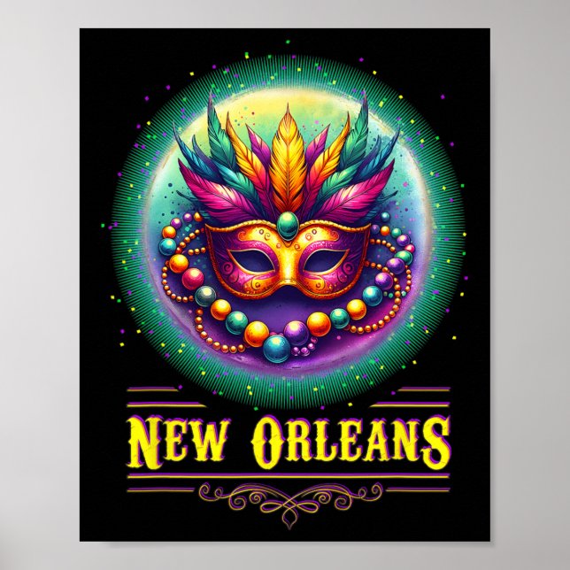 Affiche Cly New Orleans Bourbon Street Cool Fun Nola Mardi (Devant)