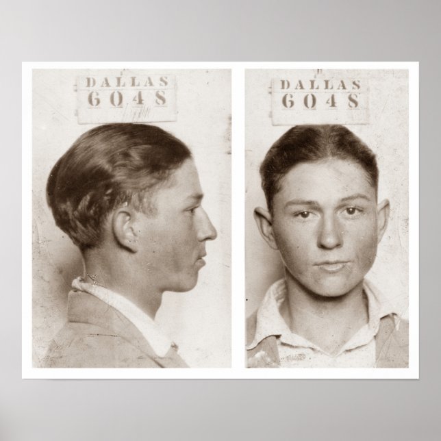 Affiche Clyde Champion Barrow Mug Shot Dallas Circa 1926 (Devant)